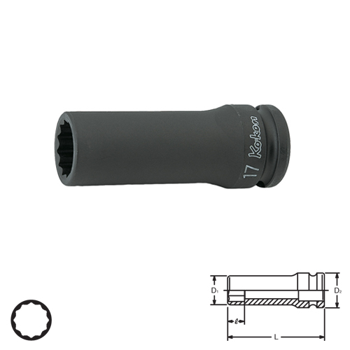 SKI - สกี จำหน่ายสินค้าหลากหลาย และคุณภาพดี | KOKEN 14305M-8 ลูกบ๊อกลมยาว 1/2นิ้ว-12p-8mm.